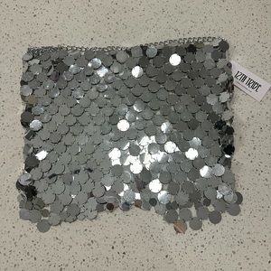 12th Tribe Diana Silver Disco mini skirt with plastic cirles and chain